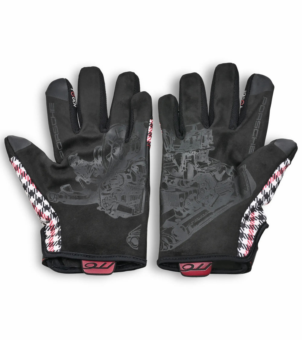 Porsche Classic Assembly Gloves in Red Pepita