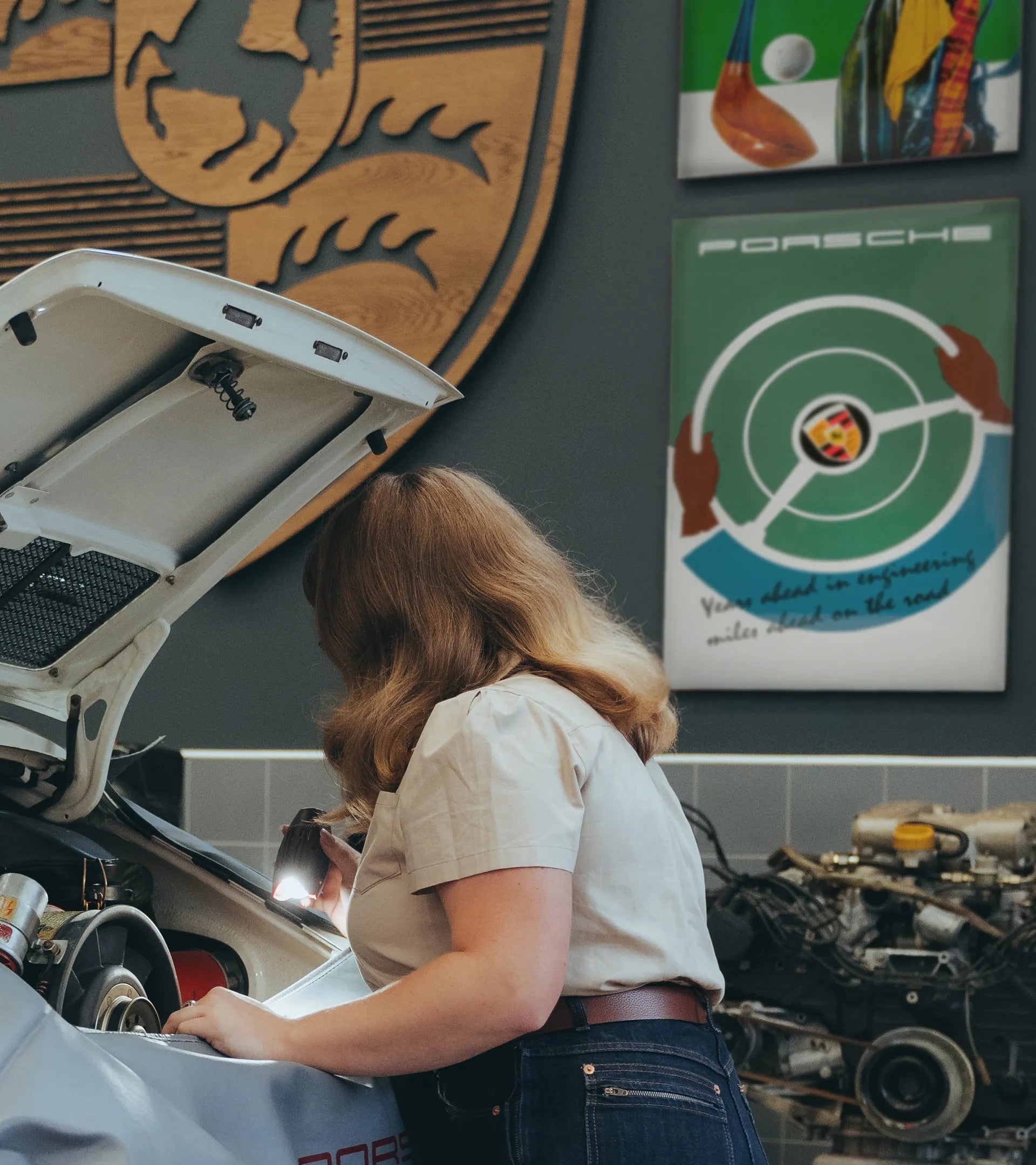 Porsche Classic Enamel Sign – 'Years Ahead in Engineering'