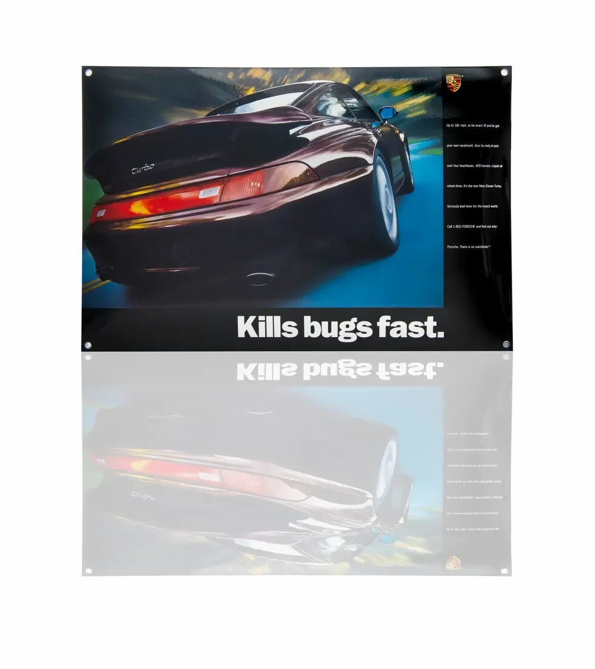 Porsche Classic 993 Turbo Enamel Sign – 'Kills bugs fast'